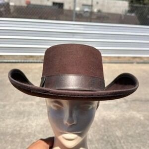 Keystone Denver Brown Wool Western Cowboy Hat Studded Buckle Band Small 6 7/8